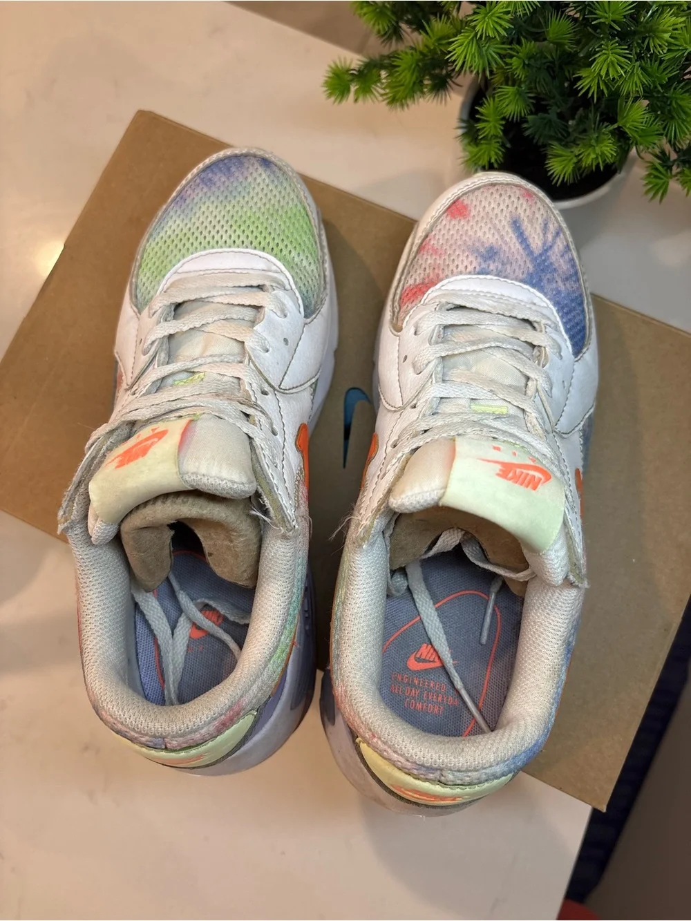 Nike Air Max Pastel Tie-Dye Sneakers with Orange Swoosh size 6.5 women’s
